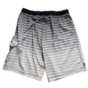 Speedo Swim Trunks Gradient Stripe Elastic Waist Cargo Pocket‎ Swim Shorts
